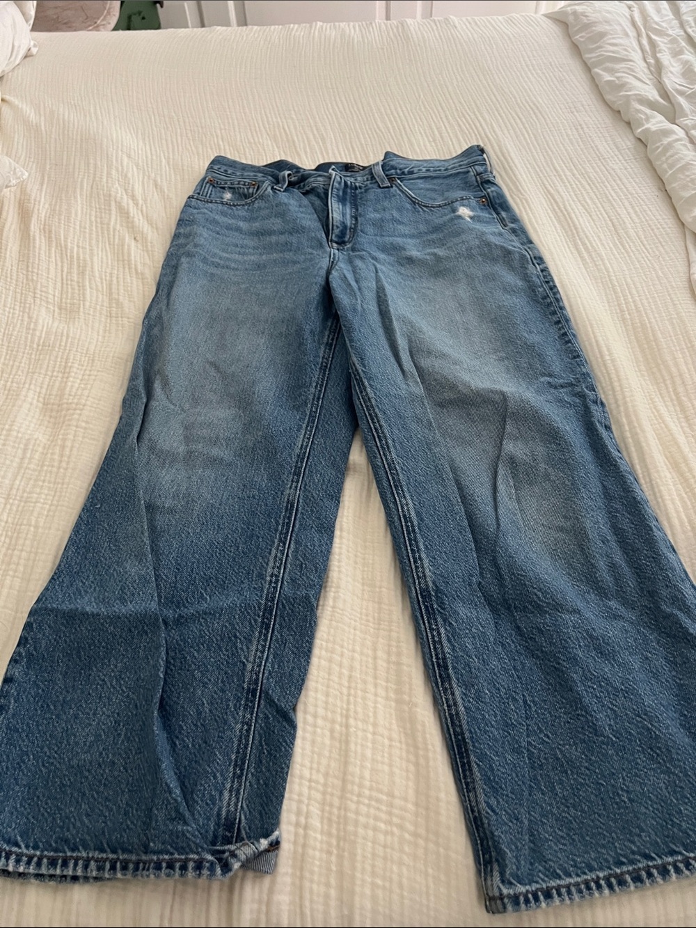 J. Crew Wide-Leg Denim Jeans in Medium Blue